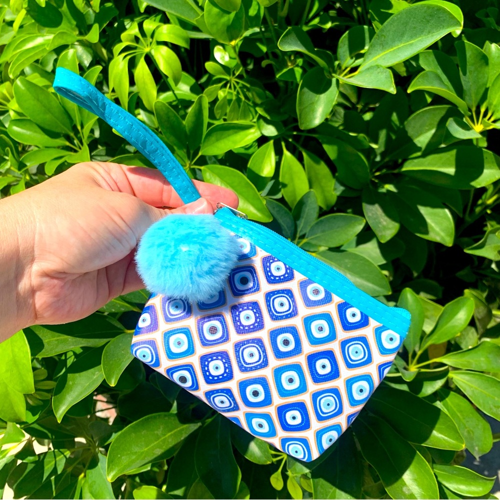 NEW Blue Turkish Evil Eye Wristlet Wallet